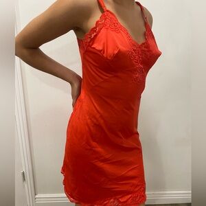 Vintage Red Lace Trim Chemise